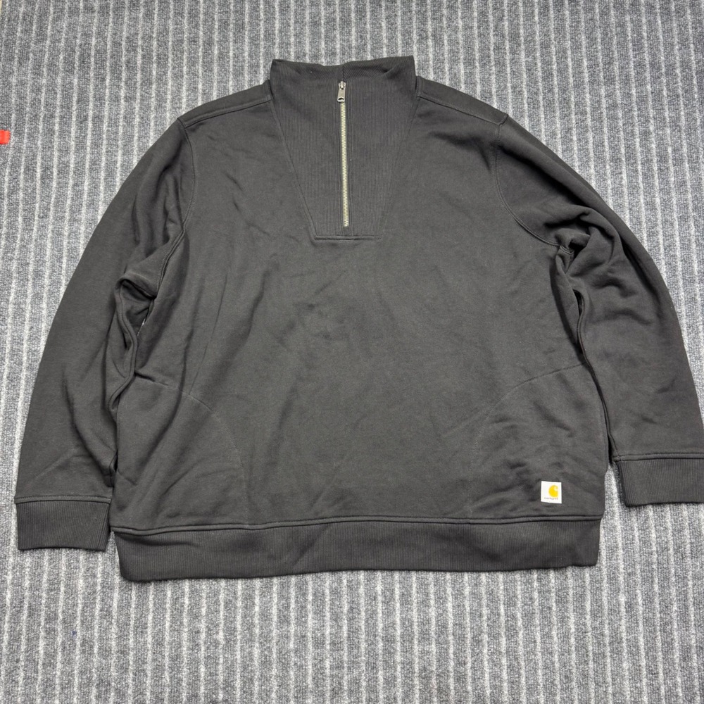 Carhartt Mens Quarter Zip Sweatshirt 2X Black Tencel Fiber Series Relaxed Fit